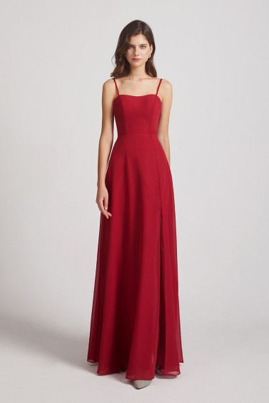 Spaghetti Straps Long Chiffon Bridesmaid Dresses with Side Slit Canada