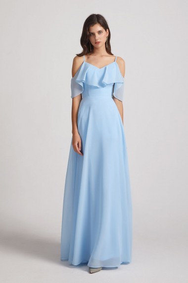 Flowy Chiffon Long Bohemian Cold Shoulder Bridesmaid Dresses Canada