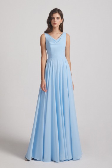 Sleeveless Cowl Chiffon A-Line Bridesmaid Dresses Canada