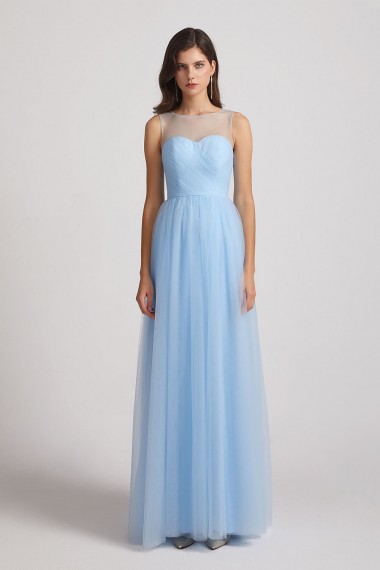 Sleeveless Ruched Tulle Jewel Illusion Bridesmaid Dresses Canada